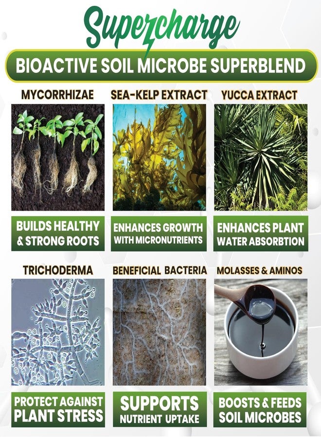 Smart Grower Mycorrhizal Fungi with Beneficial Bacteria, Trichoderma, Sea Kelp, Molasses, Yucca, Smart Grower Supercharge Plant Root Enhancer 8oz Super Concentrate Powder Makes 100 Gallons - Image 2