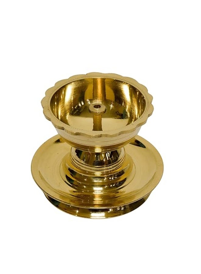 Bhimonee Decor بهيموني ديكور | مصباح ديا أكهاند من النحاس الخالص | صناعة يدوية في الهند | مثالي كهدايا تذكارية للطقوس الدينية | مصباح ديا أنيق للطقوس الدينية | مصابيح ديا مثالية لتزيين المنزل | الأبعاد: 2.5 بوصة | قطعة واحدة - Image 2