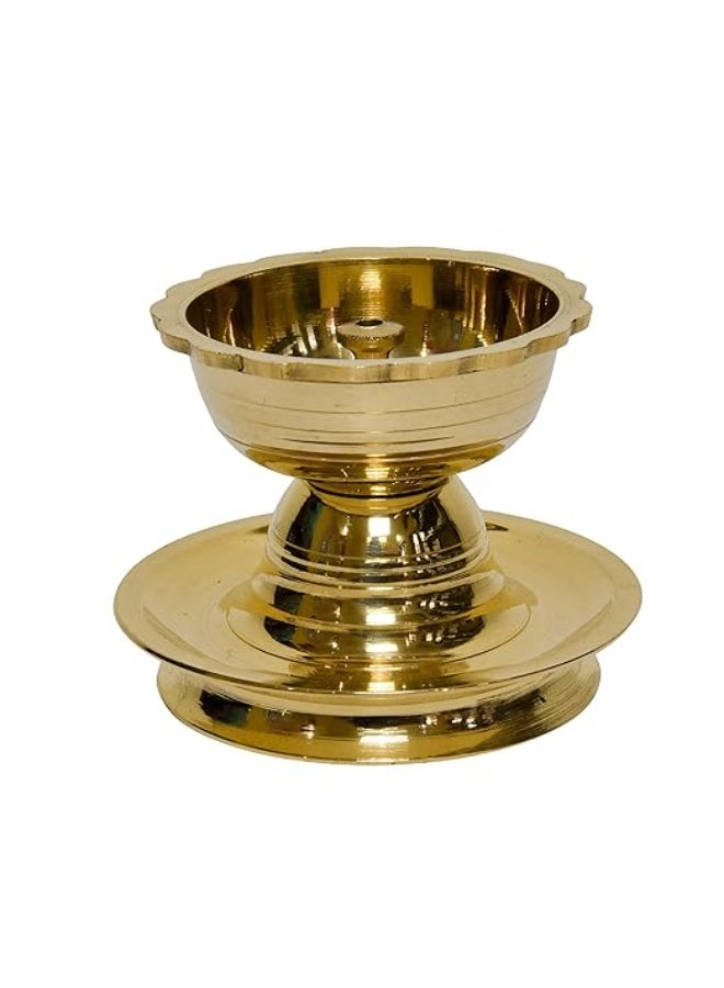 Bhimonee Decor بهيموني ديكور | مصباح ديا أكهاند من النحاس الخالص | صناعة يدوية في الهند | مثالي كهدايا تذكارية للطقوس الدينية | مصباح ديا أنيق للطقوس الدينية | مصابيح ديا مثالية لتزيين المنزل | الأبعاد: 2.5 بوصة | قطعة واحدة - Image 3