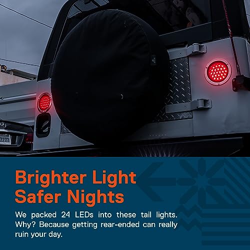 ONLINE LED STORE TRUE MODS 4pc 4" Inch Round 10 LED Trailer Tail Lights [DOT FMVSS 108] [SAE STI] [Stainless Steel Chrome Bezel & Connector Plug] Stop Brake Lights Compatible with Jeep TJ Semi Truck RV Flat Bed Camper - Image 4