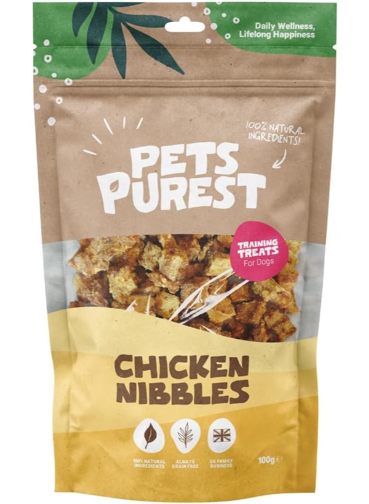 Pets Purest Chicken Nibble Dog Treats, Air-Dried Dog Training Treats - 100% Natural, Grain Free, Low Fat, Raw Dog Treats for Puppy, Adult & Senior - 100g - Image 1