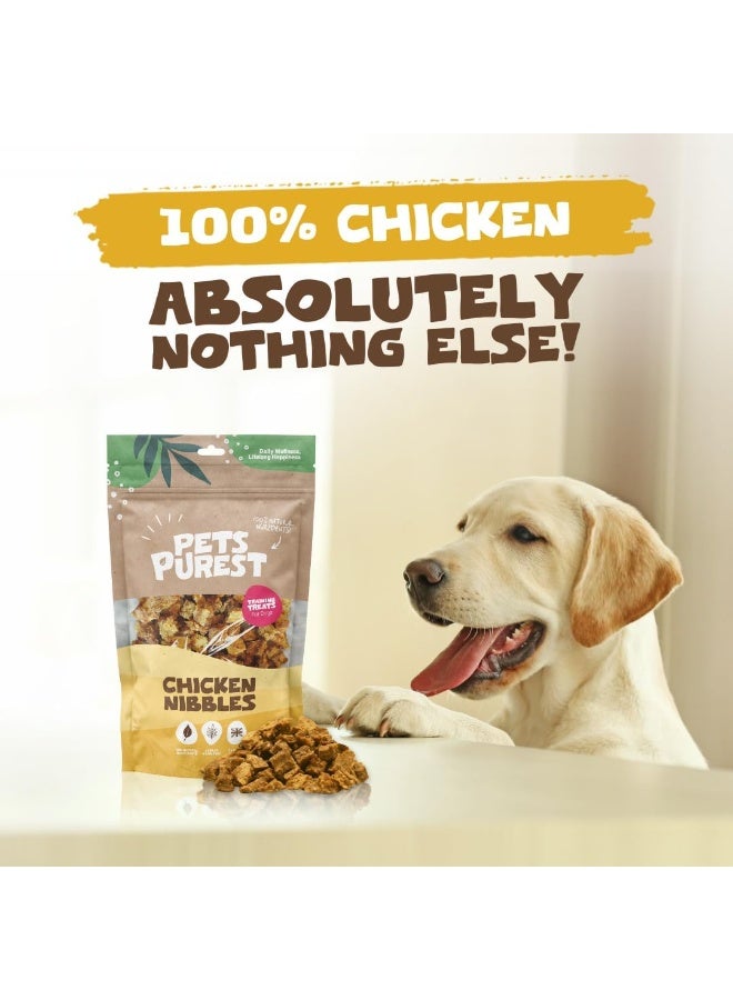 Pets Purest Chicken Nibble Dog Treats, Air-Dried Dog Training Treats - 100% Natural, Grain Free, Low Fat, Raw Dog Treats for Puppy, Adult & Senior - 100g - Image 2
