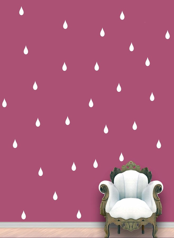 WallDesign ملصقات جدارية من الفينيل بنمط قطرات المطر من WallDesign (أبيض، 3 بوصات) - مجموعة من 84 قطعة - Image 1