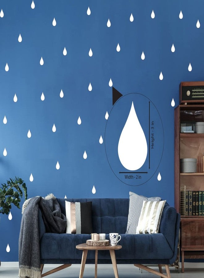 WallDesign ملصقات جدارية من الفينيل بنمط قطرات المطر من WallDesign (أبيض، 3 بوصات) - مجموعة من 84 قطعة - Image 2