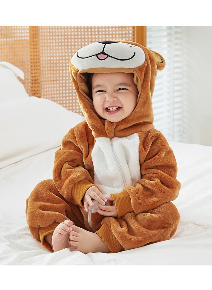 Loquat Flannel Children's Climbing Clothes Baby Autumn Winter Long Sleeved Clothes Jumpsuit Newborn Cartoon Jumpsuit  - Image 1