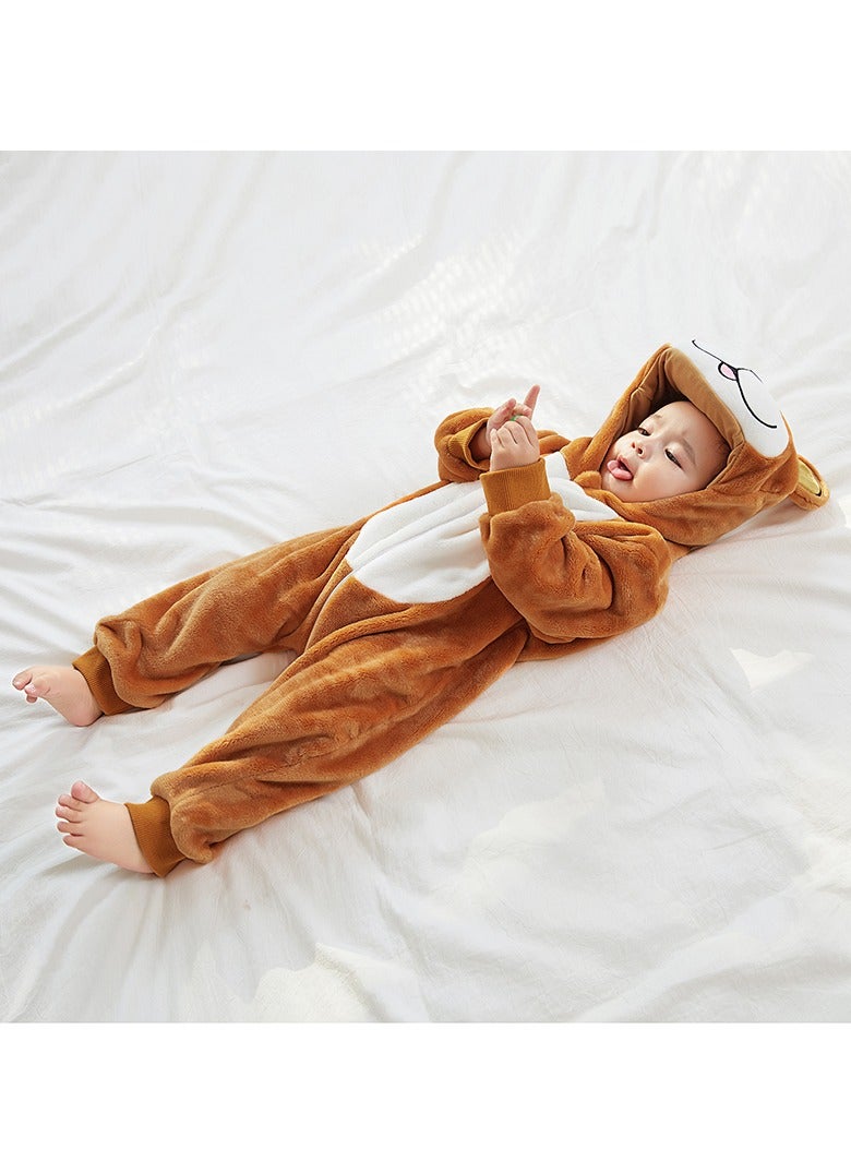 Loquat Flannel Children's Climbing Clothes Baby Autumn Winter Long Sleeved Clothes Jumpsuit Newborn Cartoon Jumpsuit  - Image 2