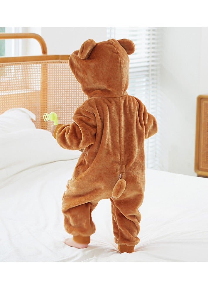 Loquat Flannel Children's Climbing Clothes Baby Autumn Winter Long Sleeved Clothes Jumpsuit Newborn Cartoon Jumpsuit  - Image 4