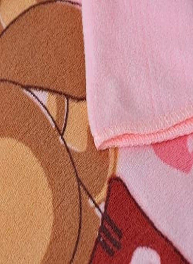 Outlay Home Supersoft Towel/Bath Towel / 100% Cotton Washcloth for Newborn/Babies/Kids Towel in Cartoon Print, 60x120 CM - 2 Piece, Peach & Pink (Design May Vary) - Image 2