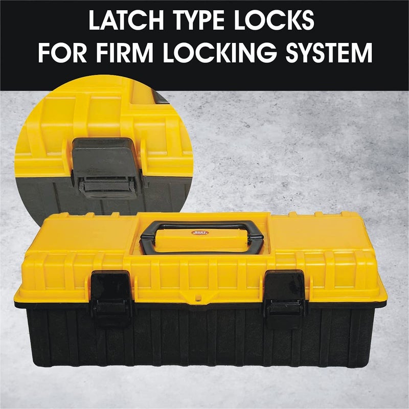 LEPOSE صندوق أدوات، صندوق عدة للمنزل، صندوق أدوات، صندوق عدة للاستخدام المنزلي، صندوق أدوات فارغ كبير الحجم، مجموعة صندوق أدوات للاستخدام المنزلي، صندوق أدوات بلاستيكي مع منظم (برتقالي وأسود) - Image 5