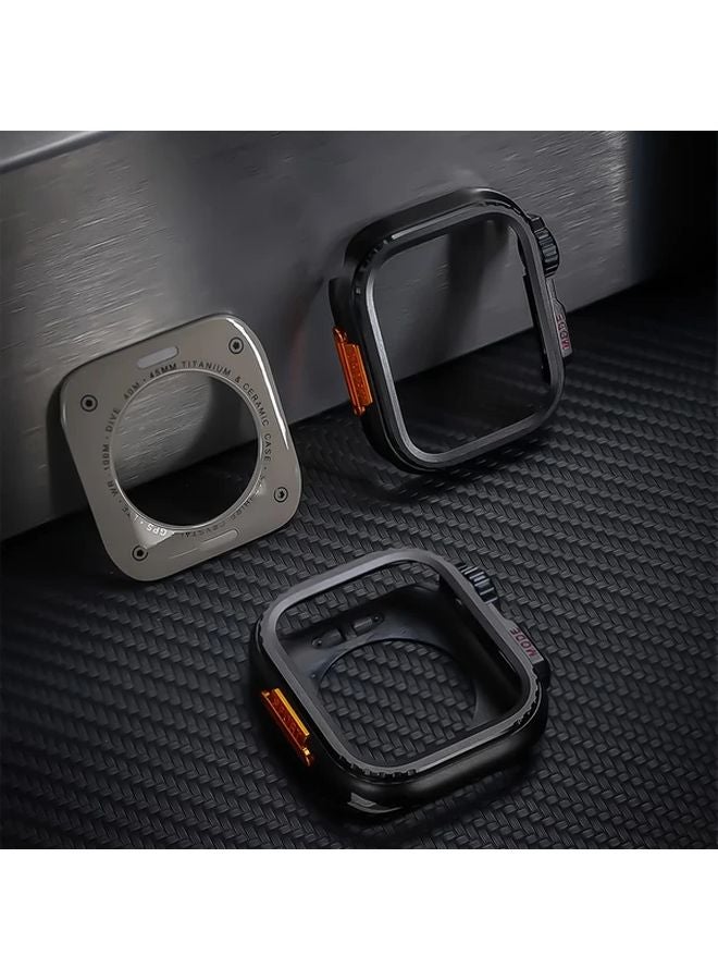 Rugged Metal Case For iWatch Ultra 1 2 49mm Black Frame With Back Cover - Image 3