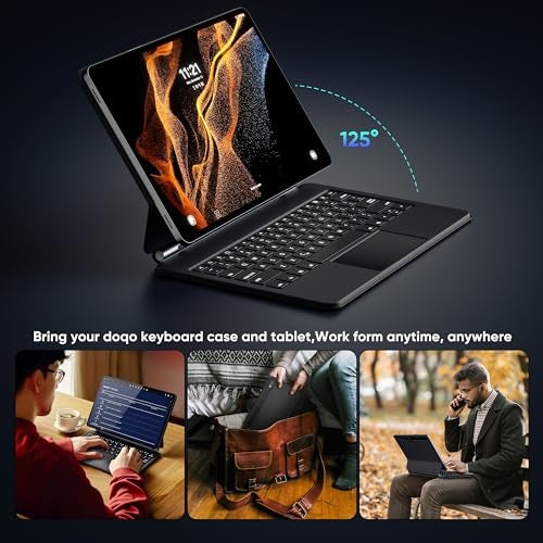 doqo for Samsung Galaxy Tab S10+ Plus/S9+/S9 FE+/S8+/S7+/S7 FE Keyboard case 12.4“ Magnetic Case with Keyboard Touchpad Bluetooth Backlit Floating Cantilever Stand Slim Protective Cover Folio Black - Image 5