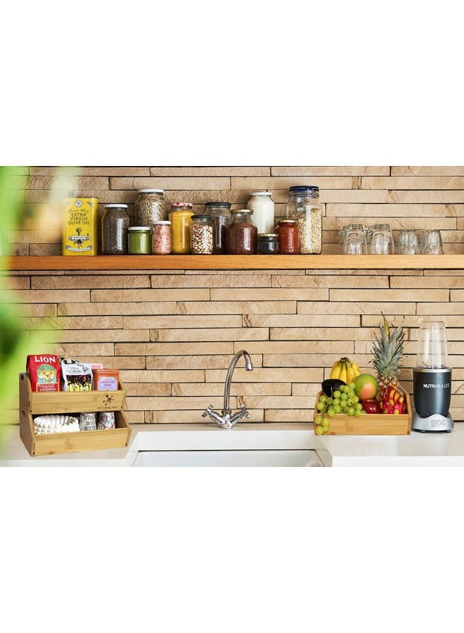 altCooking Hub Bamboo Storage Bin - Multipurpose Open Front Stacking Bins for Kitchen & Pantry Configurable as 2 Tier Fruit Basket on Countertop – Ideal Vegetables, Potato and Onion - Image 5