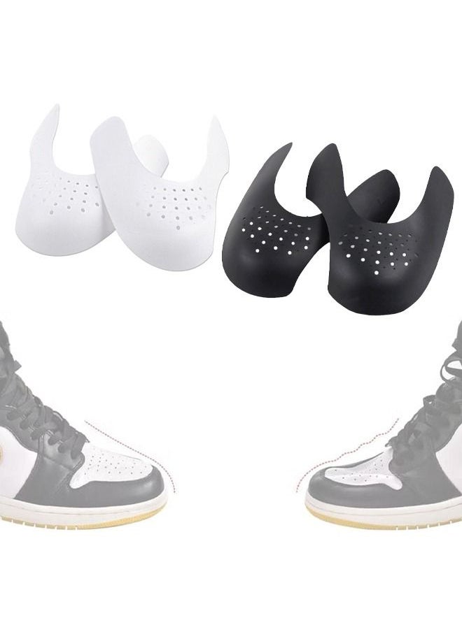 Generic - 2 Pairs Shoe Crease Protector Toe Box Anti-Wrinkle Sport Shoe Inserts Sneaker Crease Guard Prevent Sneaker Shoes Crease Indentation for Men's 7-12 / Women's 5-8 Shoe Crease Protectors (Black+White) - Image 1