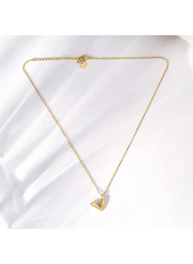Palmonas 18K Gold Tone Plated Puffy V Charm Pendant Necklace For Women - Waterproof & Anti-Tarnish - Image 2