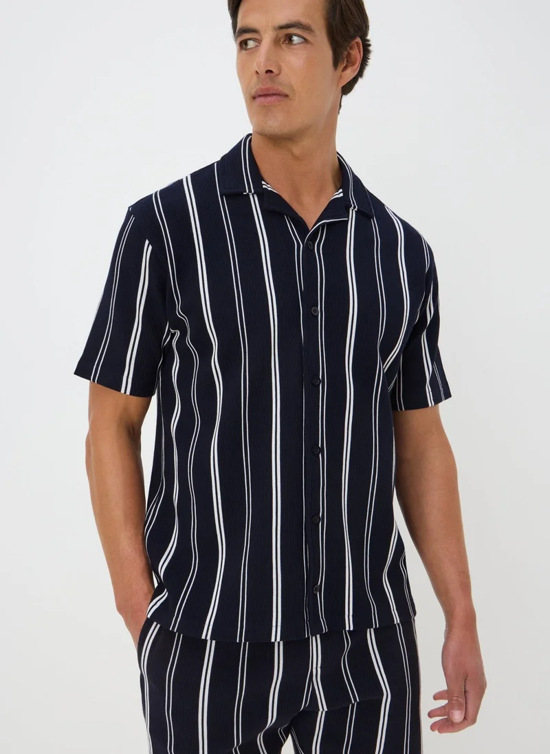 Matalan Navy Stripe Co Ord Shirt