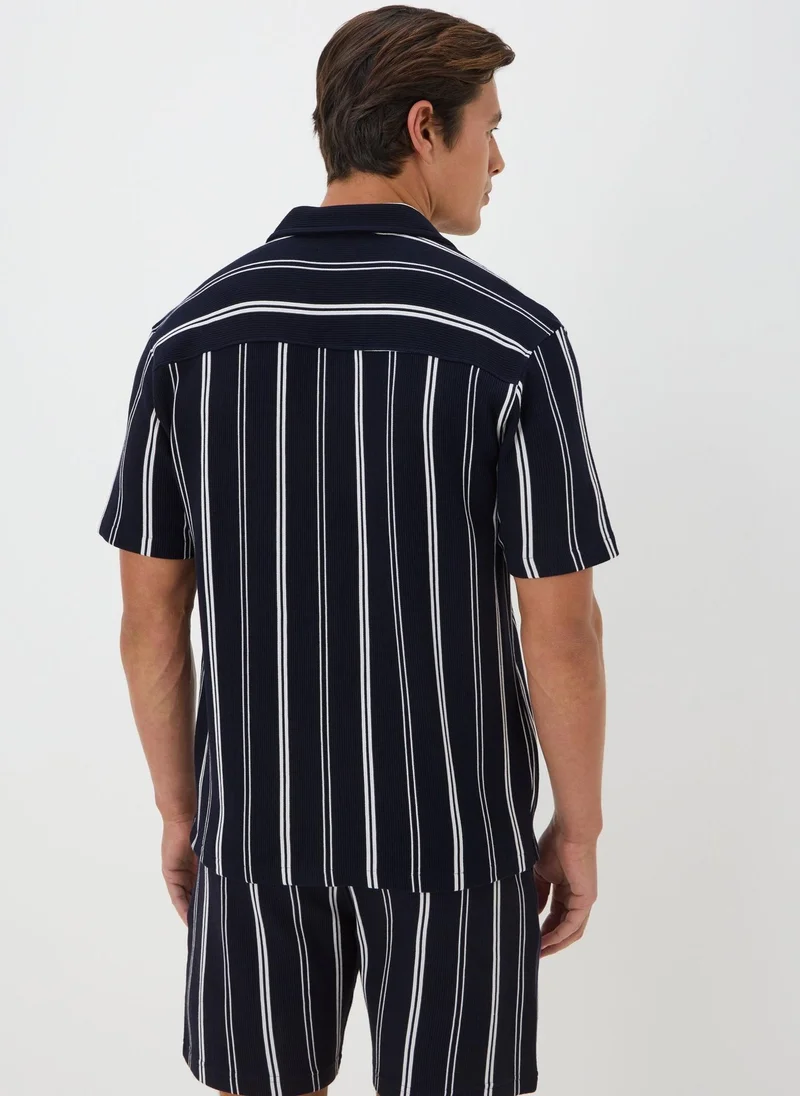 Matalan Navy Stripe Co Ord Shirt