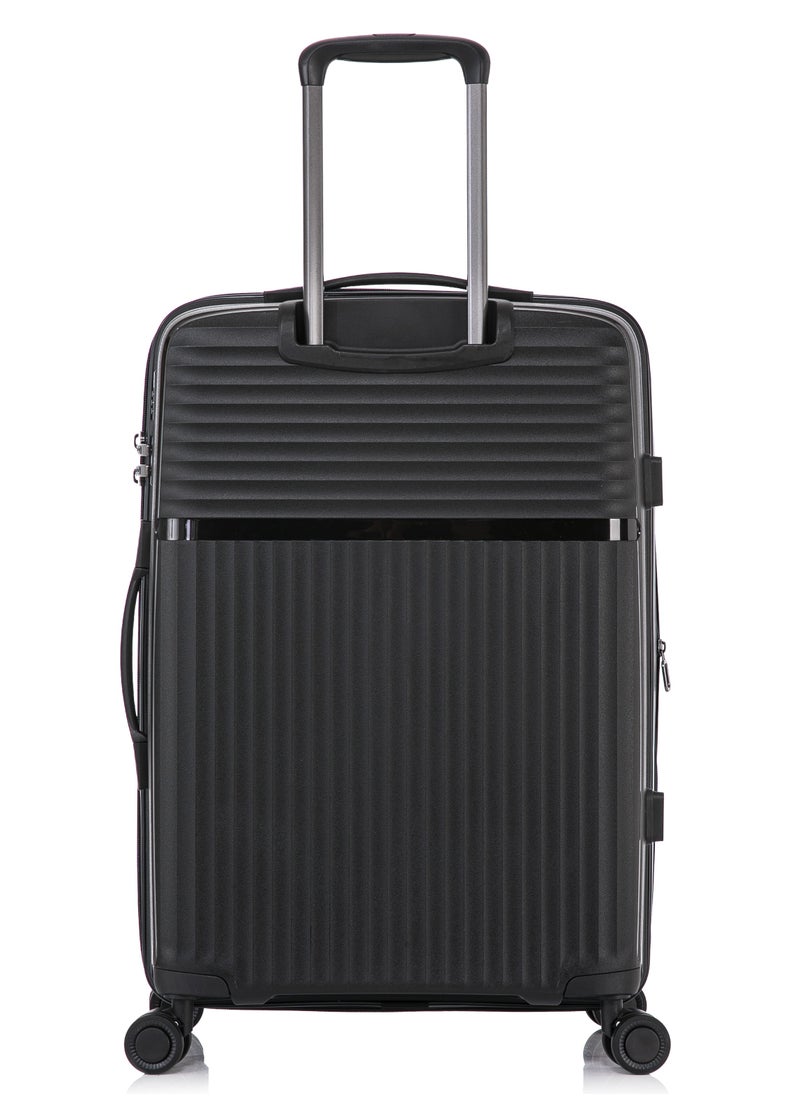 CABINPRO Light Weight PP Fashion Trolley Luggage Expandable Hard Case Carry on Suitcase with Safe Zipper and 4 Quite 360° Double Spinner Wheels CP002 Black  - Image 4