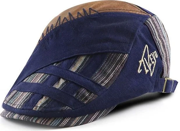 Valkyrie Italian Style Men's Cap Hat Canvas Adjustable Sweatproof Men's Navy Blue