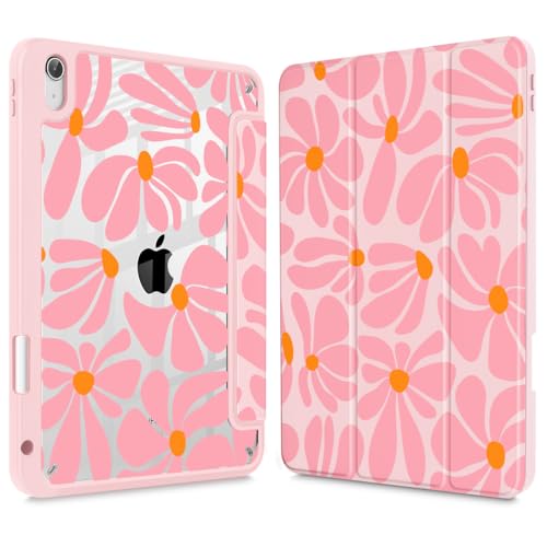 May Chen for iPad (A16) 11th Generation Case 11 Inch 2025, iPad 10th Gen Case 2022 10.9 inch, Built-in Pencil Holder with Shockproof Cover Clear Transparent Back Shell Auto Wake/Sleep, Groovy Flower - Image 1