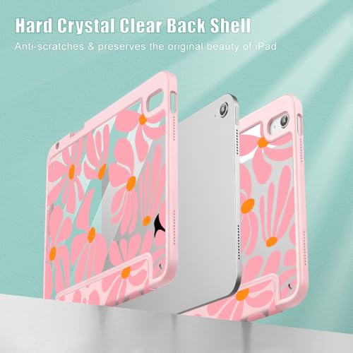 May Chen for iPad (A16) 11th Generation Case 11 Inch 2025, iPad 10th Gen Case 2022 10.9 inch, Built-in Pencil Holder with Shockproof Cover Clear Transparent Back Shell Auto Wake/Sleep, Groovy Flower - Image 4