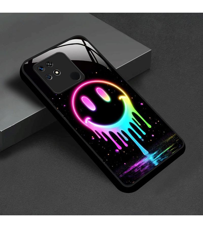 A Neon Smiley Face Mix Color 5 Phone Case Designed For Xiaomi Redmi 13C 5G Offering A Luxurious High End Feel Compatible With Models Like Redmi 10 Power 8A 8 7A 7 6A 6 Pro And Others - Image 5