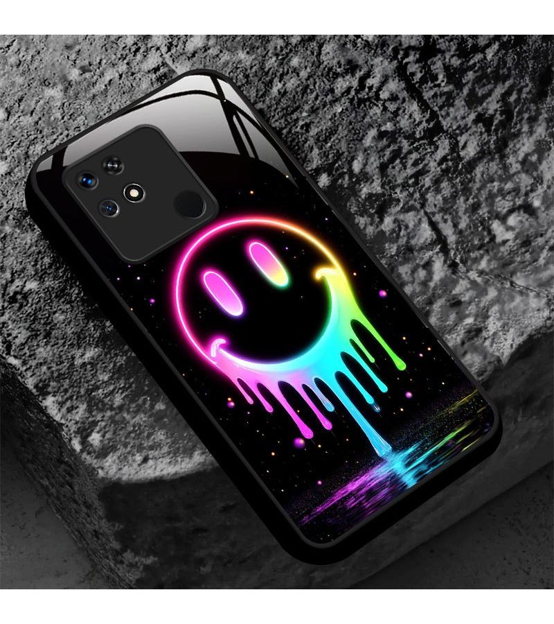 A Neon Smiley Face Mix Color 5 Phone Case Designed For Xiaomi Redmi 13C 5G Offering A Luxurious High End Feel Compatible With Models Like Redmi 10 Power 8A 8 7A 7 6A 6 Pro And Others - Image 2