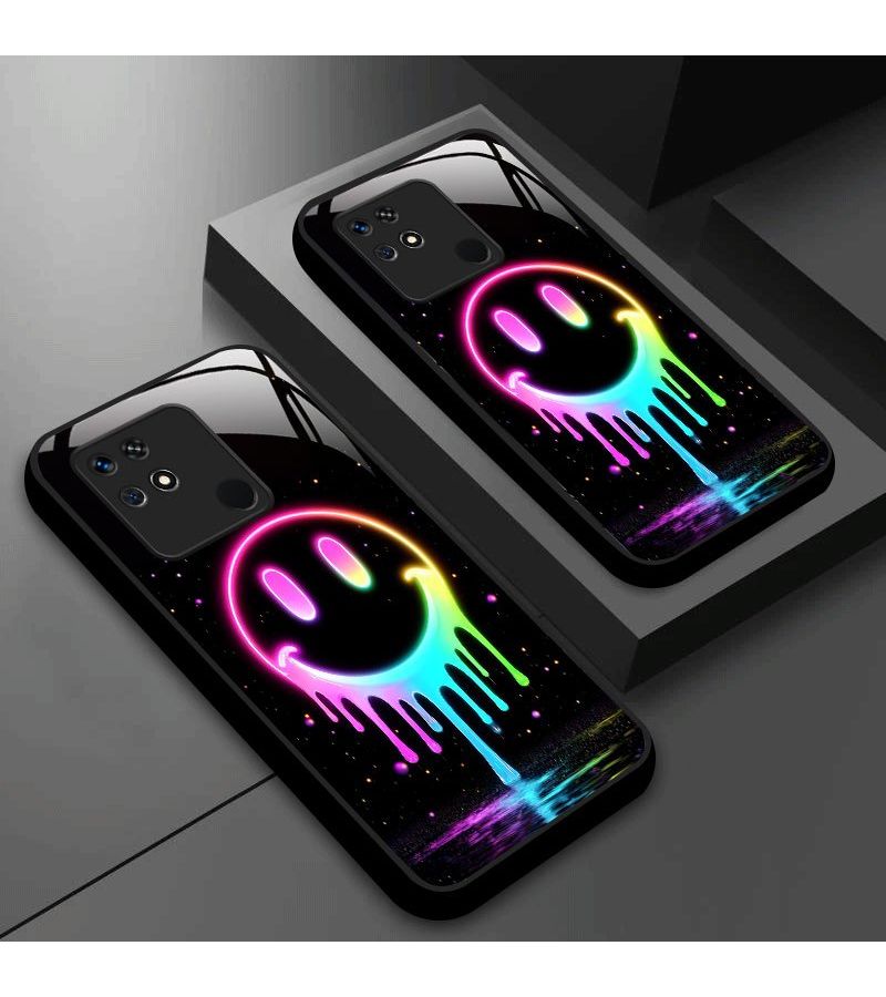A Neon Smiley Face Mix Color 5 Phone Case Designed For Xiaomi Redmi 13C 5G Offering A Luxurious High End Feel Compatible With Models Like Redmi 10 Power 8A 8 7A 7 6A 6 Pro And Others - Image 4