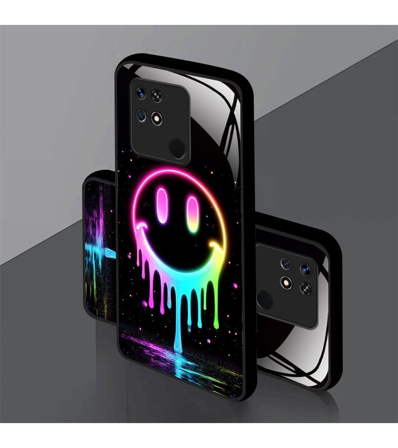 A Neon Smiley Face Mix Color 5 Phone Case Designed For Xiaomi Redmi 13C 5G Offering A Luxurious High End Feel Compatible With Models Like Redmi 10 Power 8A 8 7A 7 6A 6 Pro And Others - Image 1
