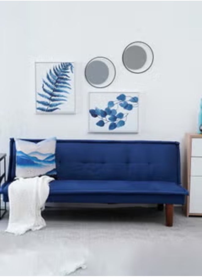 ALWASIT HOME - 2 Seater Caldo Sofa Bed Foam Filling Fabric Material, 160x87x69cm - Blue - Image 1