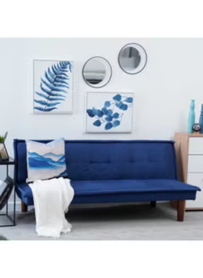 ALWASIT HOME - 2 Seater Caldo Sofa Bed Foam Filling Fabric Material, 160x87x69cm - Blue - Image 1