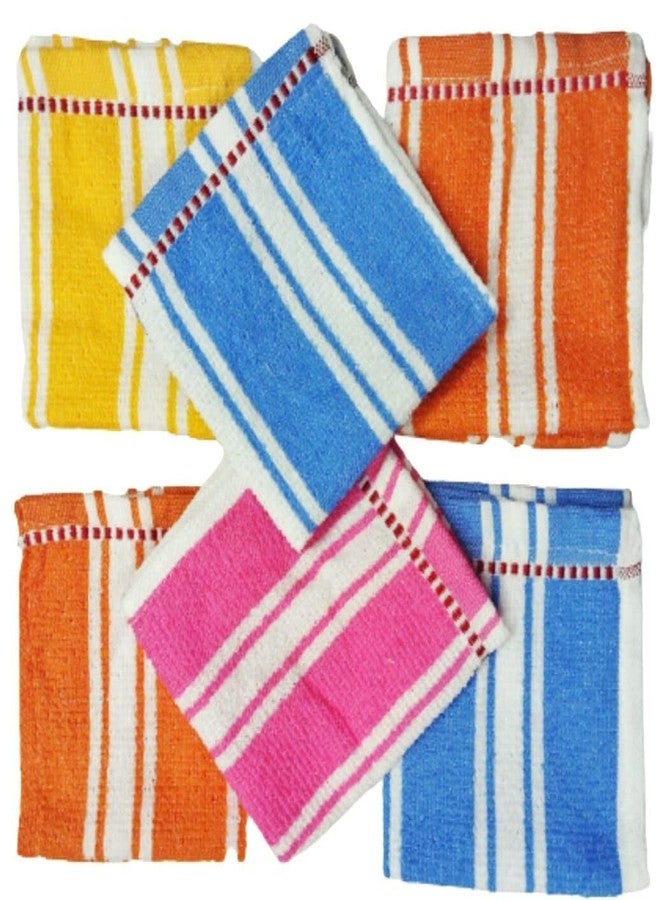 ORAS Cotton Fabric Hand, Face Towel Set, 10 x 10 Inch, Multicolor - Pack of 6 Pcs. - Image 1
