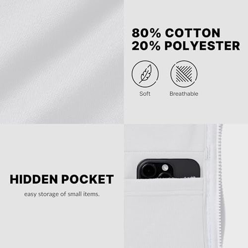 Ohoo Men's Zip Up Hoodie Lightweight Slim Fit Sweatshirt Full Zip Hooded Jacket / DCF002-WHITE-3XL - Image 5