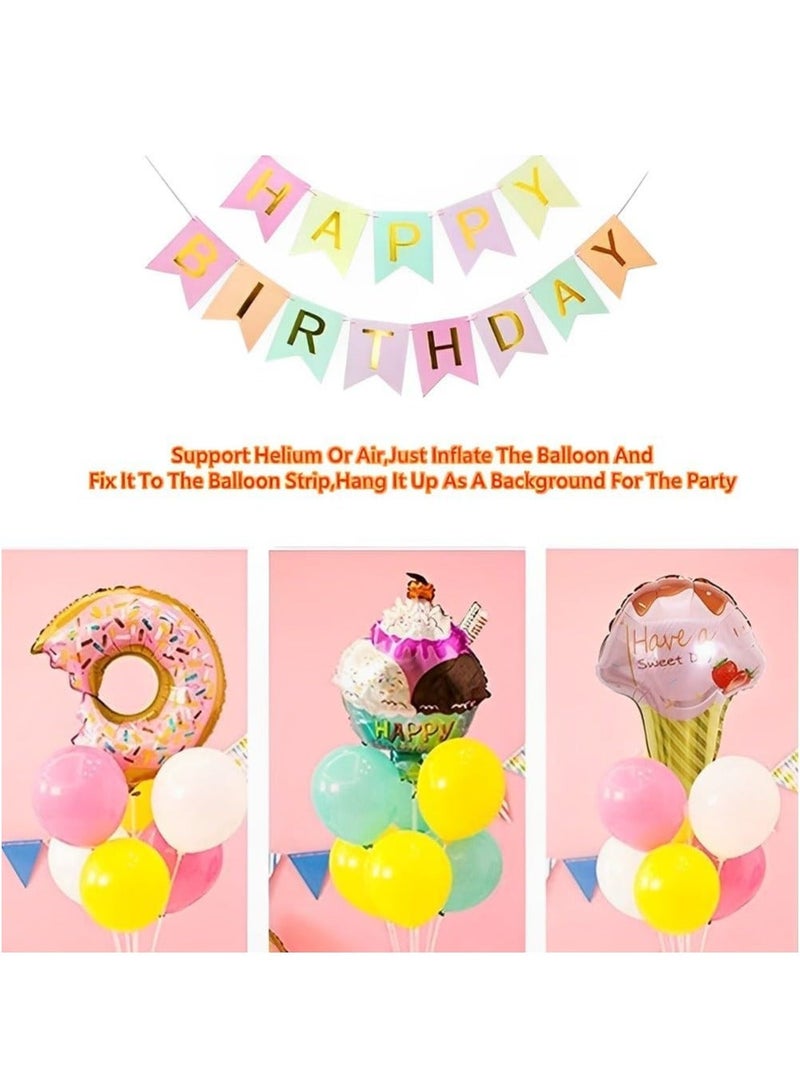 DUNISO Ice Cream Birthday Party Decorations, Donut Party Decorations, Candyland Themed Birthday Party Decorations Backdrop, Happy Birthday Banner, For Girls, Boy - Image 3