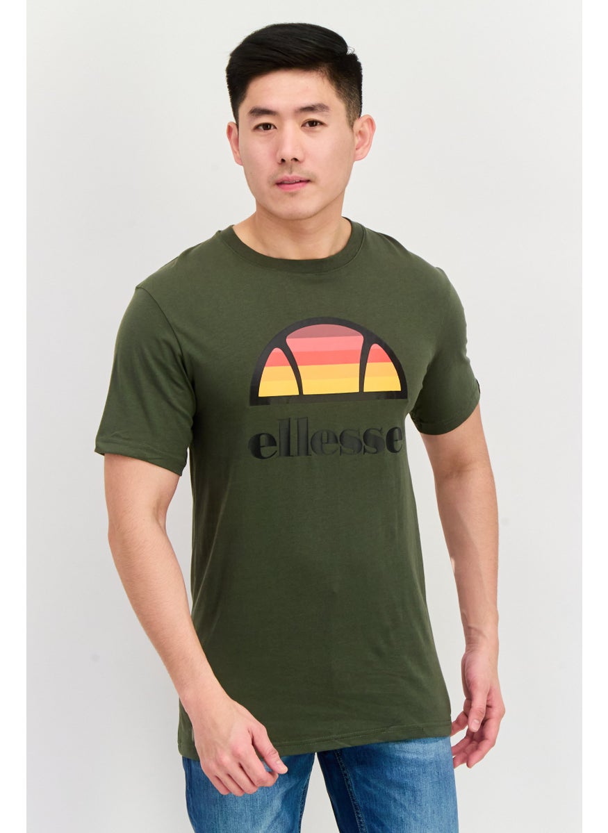 Ellesse Men Crew Neck Short Sleeve Brand Logo T-Shirt, Olive Combo  - Image 1