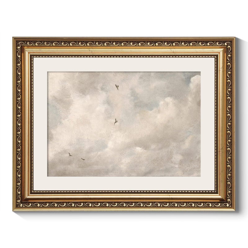ARPEOTCY Vintage Gold Framed Wall Art, Classic Sky Clouds Study Paintings, Aesthetic Canvas Prints Artwork with Frame, Victorian Wall Decor for Living Room Bathroom Bedroom 11x14 inch - Image 1