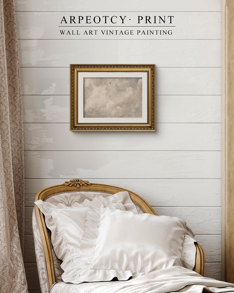 ARPEOTCY Vintage Gold Framed Wall Art, Classic Sky Clouds Study Paintings, Aesthetic Canvas Prints Artwork with Frame, Victorian Wall Decor for Living Room Bathroom Bedroom 11x14 inch - Image 2