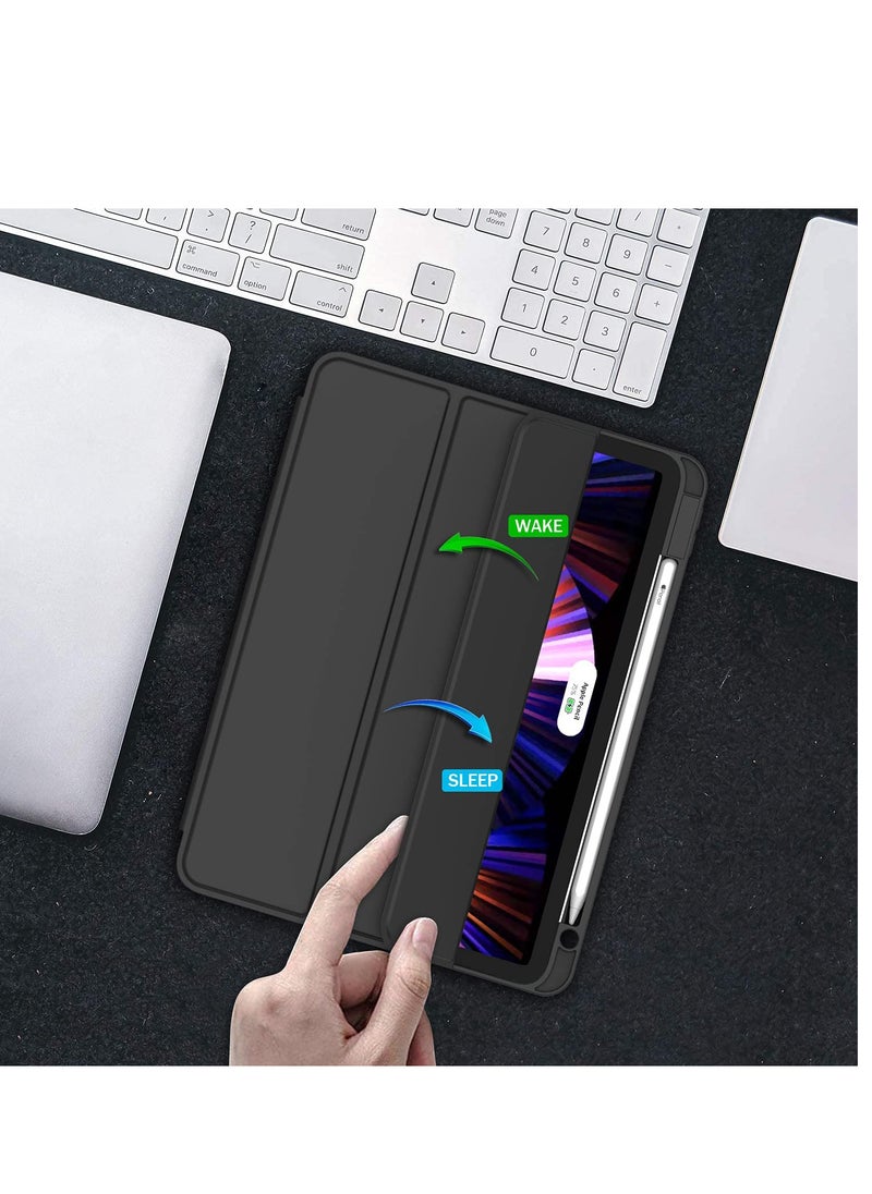 Generic - iPad Air 5th Generation Case 2022 iPad Air 4th Generation Case 2020 10.9 Inch with Pencil Holder Auto Sleep Wake Trifold Stand Smart Case for iPad Air 5 /4 Case Black - Image 1