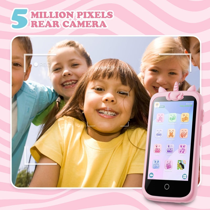 E teacher Kids Smart Phone for Girls Toys, 3.97" Touchscreen Kids Cell Phone , Christmas Birthday Gifts for Girls Age 3-12, Toddler Learning Play Toy Phone, 8GB Card Pink - Image 3