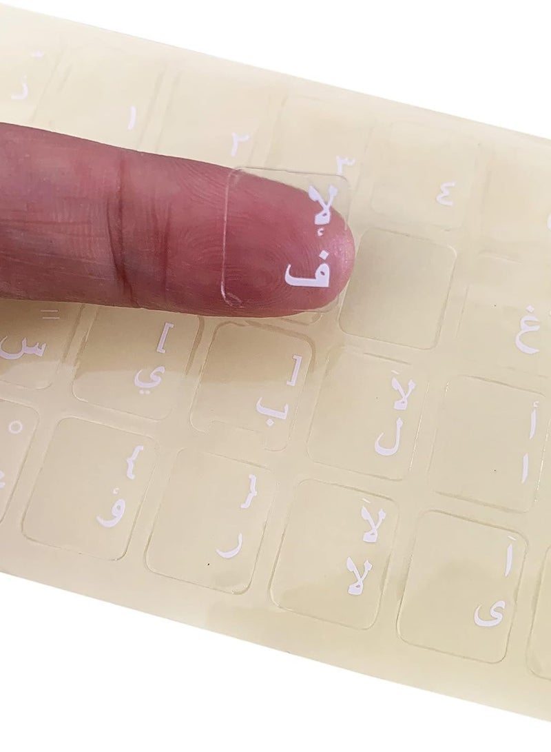 ستيكر لاصق للكيبورد عربي شفاف ملصق باللغة العربية لجهاز الكمبيوتر المكتبي مفاتيح بتصميم حروف عربية فقط مع خلفية شفافة قطعة واحدة أبيض 1 - Image 1