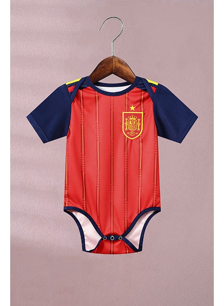 2026-2027 baby football uniform Spain home baby romper baby one-piece suit suitable for 6-18 months old baby - Image 1