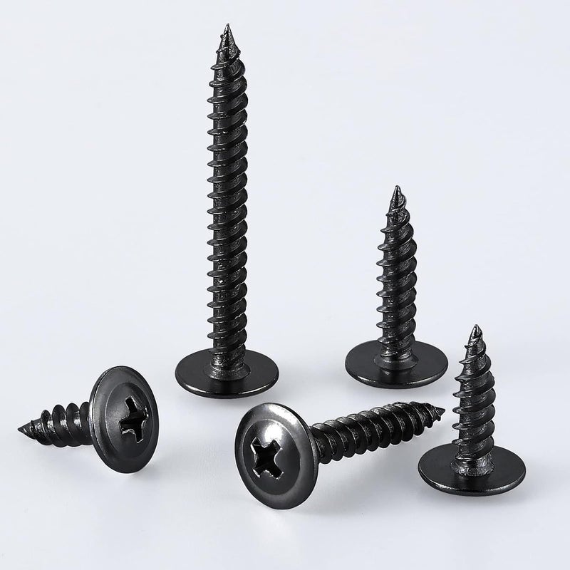 Wensilon (95 pcs)#8 Black Truss Head Wood Screws Quick Metal Self Tapping Zinc Oxide with Drywall Plastic Anchors Assortment Kit - Image 3