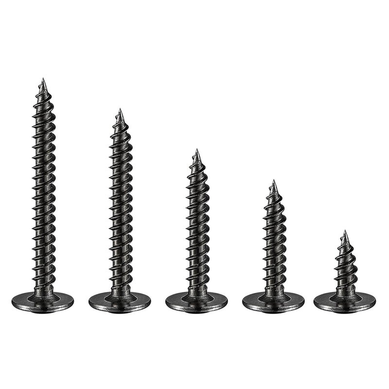 Wensilon (95 pcs)#8 Black Truss Head Wood Screws Quick Metal Self Tapping Zinc Oxide with Drywall Plastic Anchors Assortment Kit - Image 5