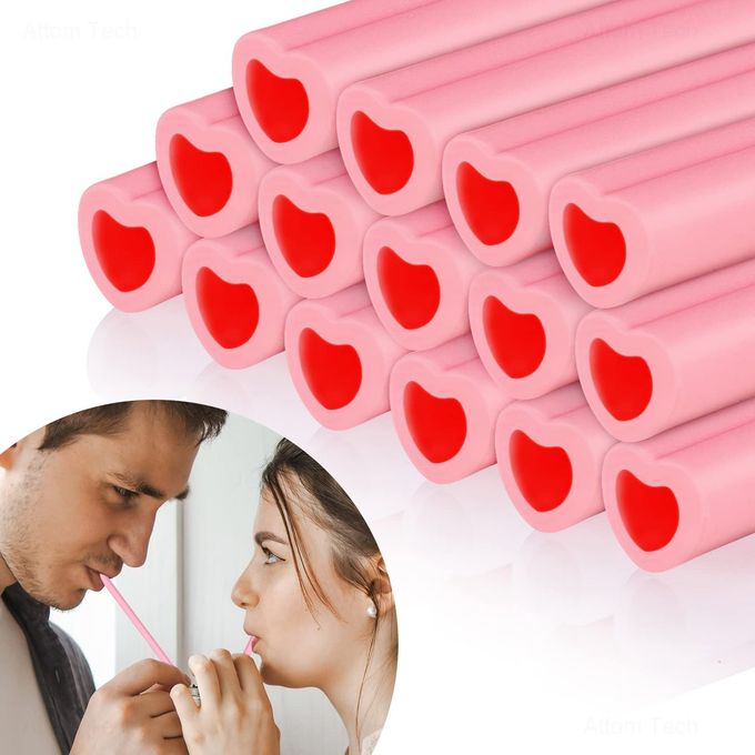 REUSABLE SILICONE DRINKING STRAWS HEART SHAPED SET OF 15PCS 10 LONG FOR 620 OZ TUMBLERS SOFT WASHABLE FOOD GRADE BPAFREE FOR ANY TUMBLER FLEXIBLE BENDY LIGHT PINK