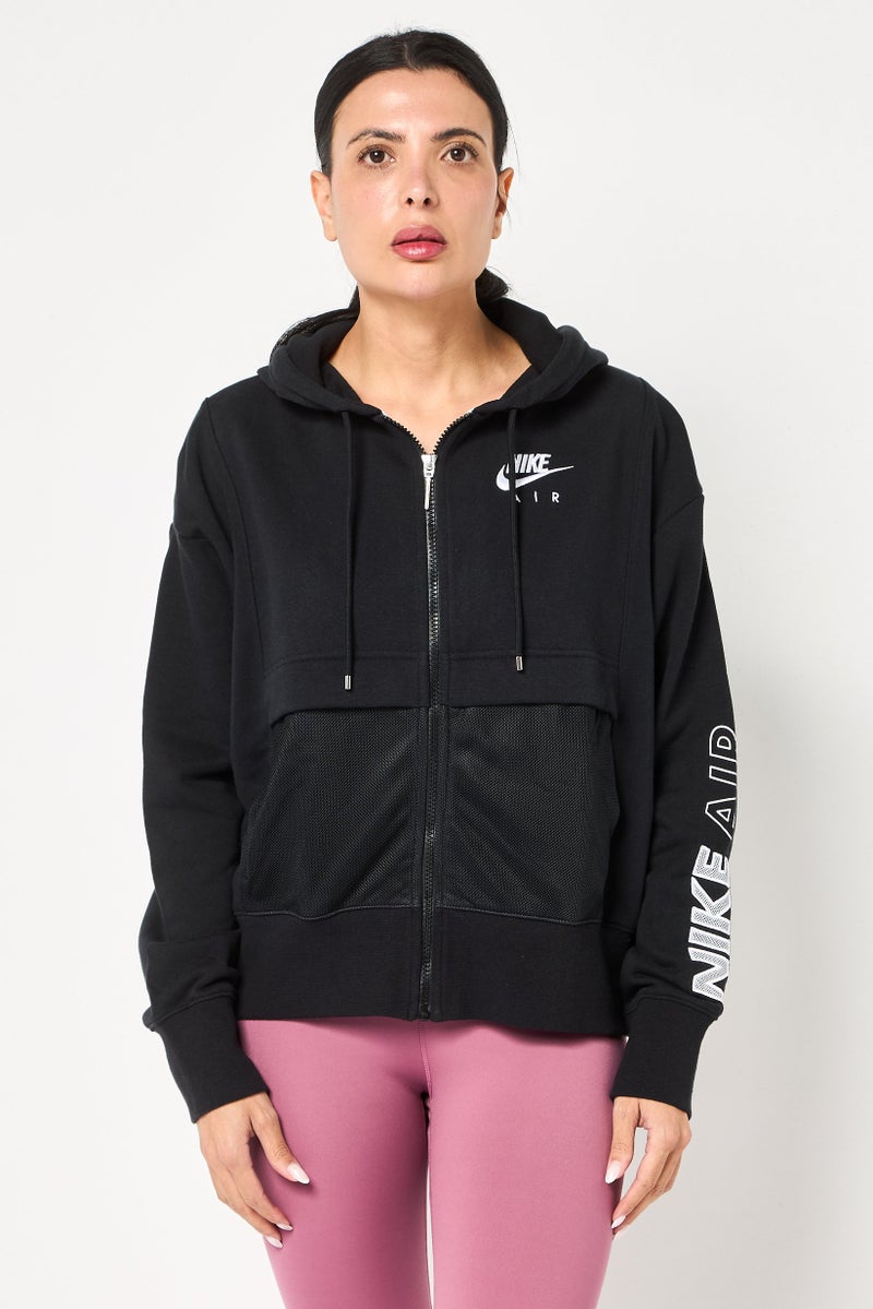 Nike هودي خارجي طويل الأكمام للنساء، رياضي، أسود - Image 1