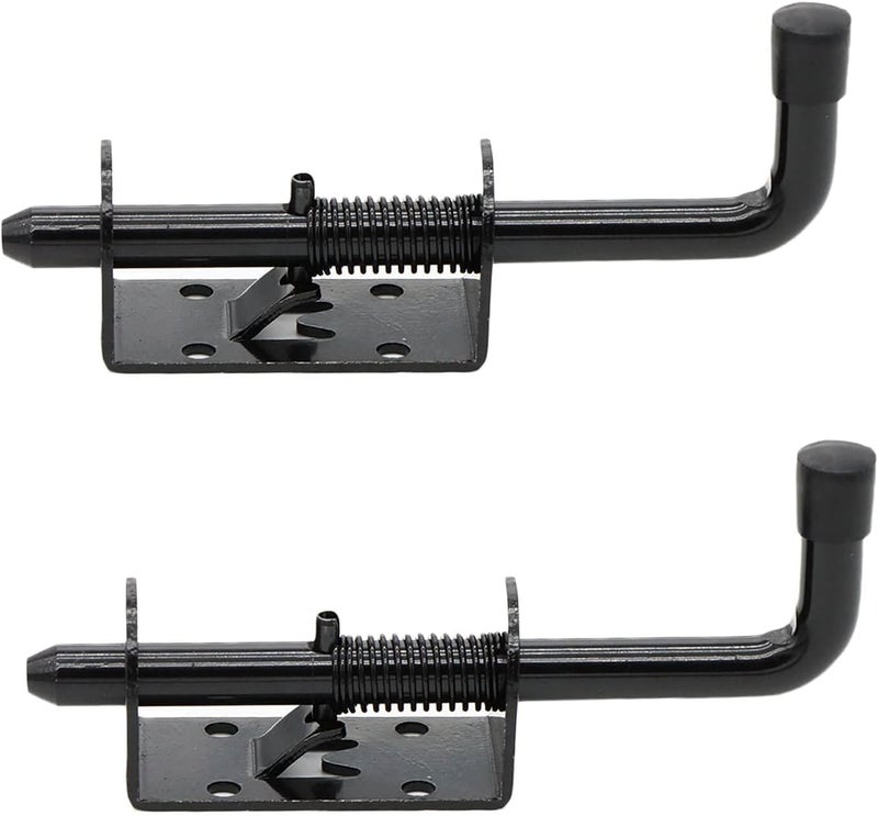Wulankd 5 Inch Spring Loaded Latch Bolt, Heavy Duty Spring Loaded Latch Pin Door Lock,1/2" Pin Shed (2, Black) - Image 2