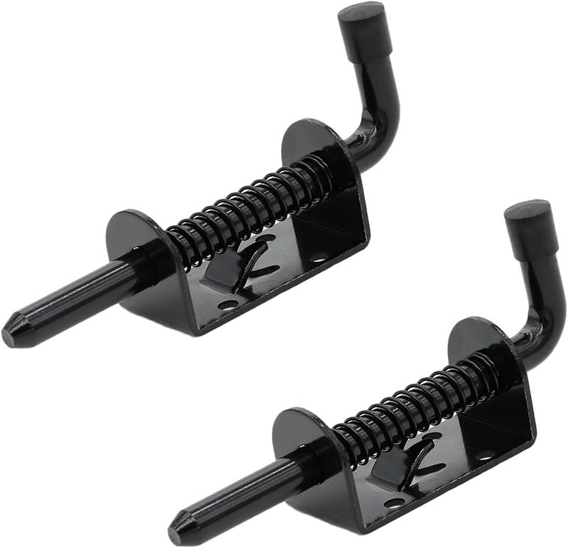 Wulankd 5 Inch Spring Loaded Latch Bolt, Heavy Duty Spring Loaded Latch Pin Door Lock,1/2" Pin Shed (2, Black) - Image 1