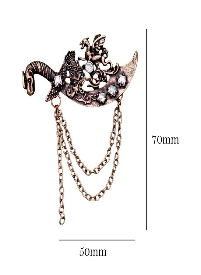 M Men Style Dragon Sword Shield Jewelry Brooch Pin Brooch (Gold, Black) Brass For Men And Boys - Image 2