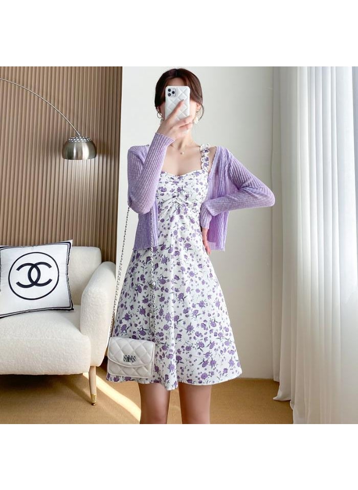Generic - 2023 French Style Fresh Floral Tank Dress Waist-Fitted Summer Sweet First Love Fairy Womens Skirt Petite Coat - Image 1