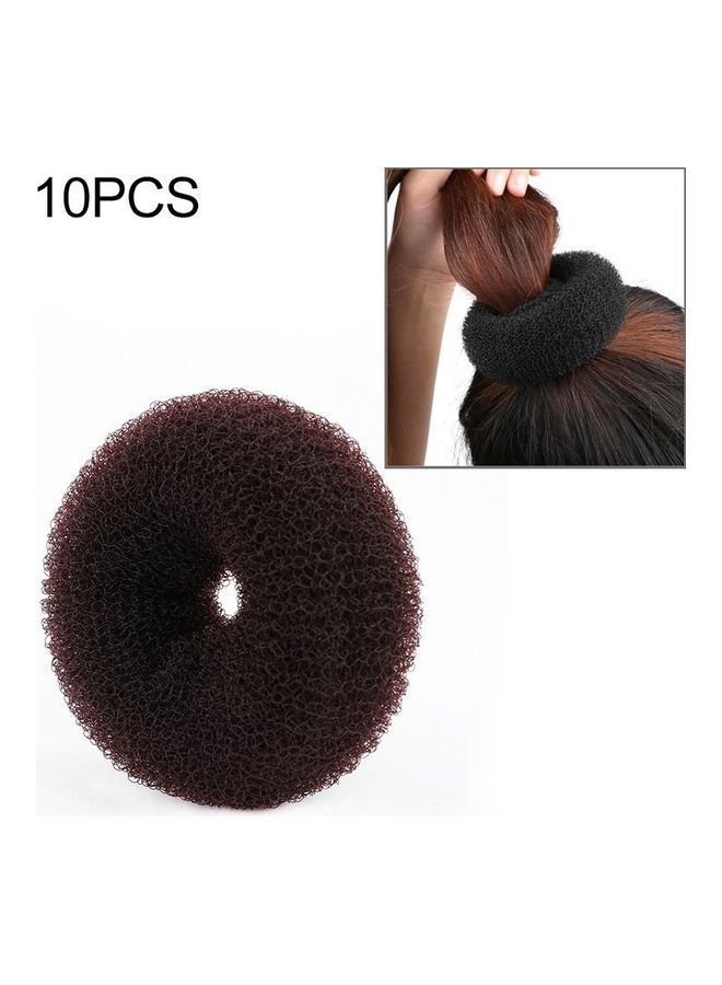 NIBEMINENT 10-Piece Elegant Women Ladies Donut Hair Ring Coffee - Image 2