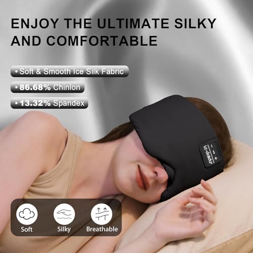 LC-dolida Sleep Mask with 5.4 Bluetooth Headphones, Silk Sleep Headphones, Total Bluetooth Eye Mask for Sleeping, Sleep Soft Mask for Women Men, All Night Sleep, Travel - Image 2